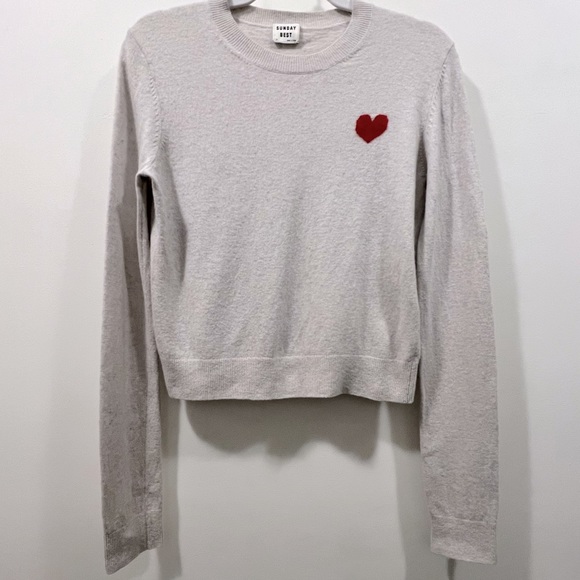 ARITZIA SUNDAY BEST GRAY Abby Heart Sweater - Picture 5 of 9